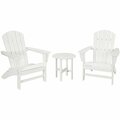 Polywood Nautical White Patio Set with Adirondack Chairs and Round Table 633PWS4981WH